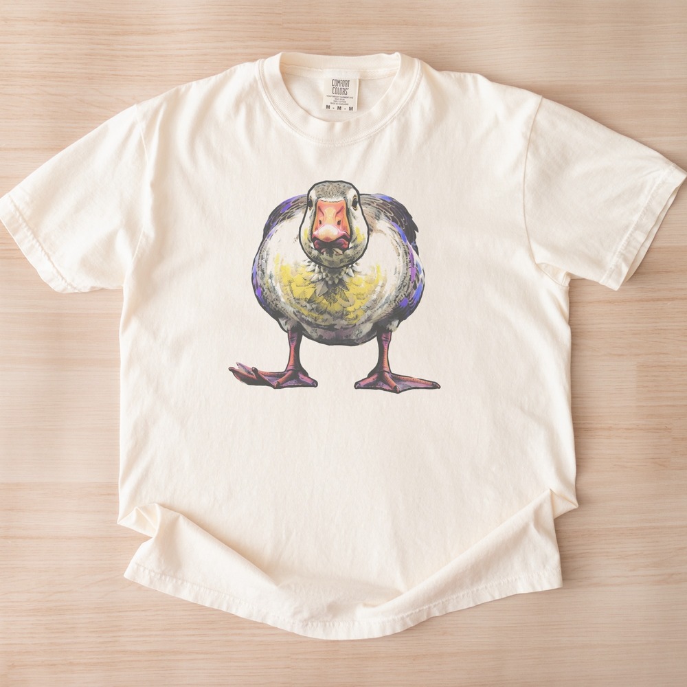 Angry Muscovy Duck Squaring Up Bold Outline Tee